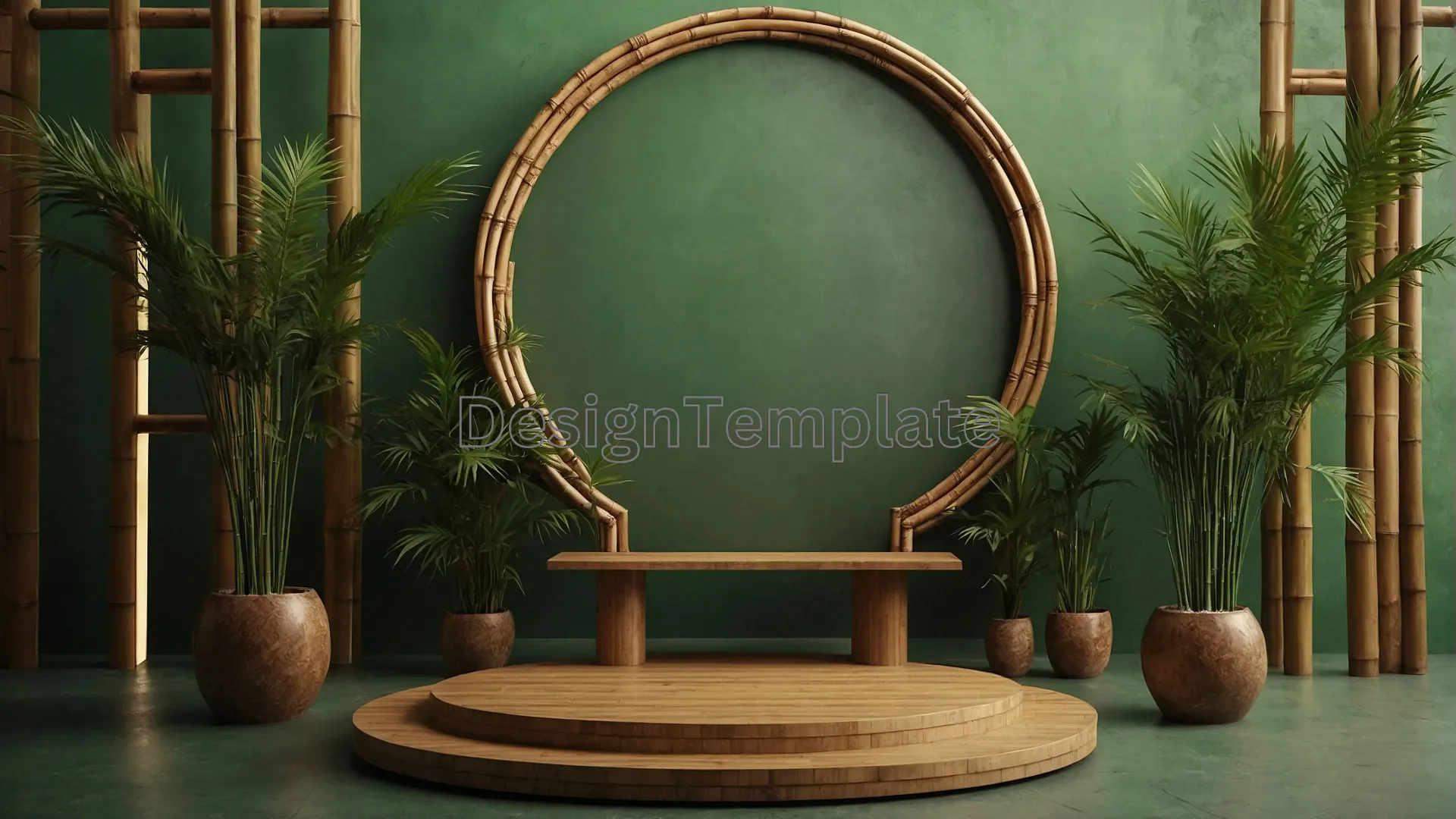 Zen Plant and Mirror Arrangement Serene Background Photo